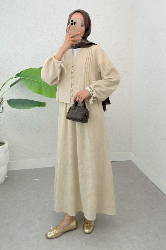 Nervür Detaylı Kombin 2291 - BEJ