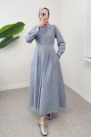 Pile Detaylı Elbise 2292 - BERRAK MAVİ