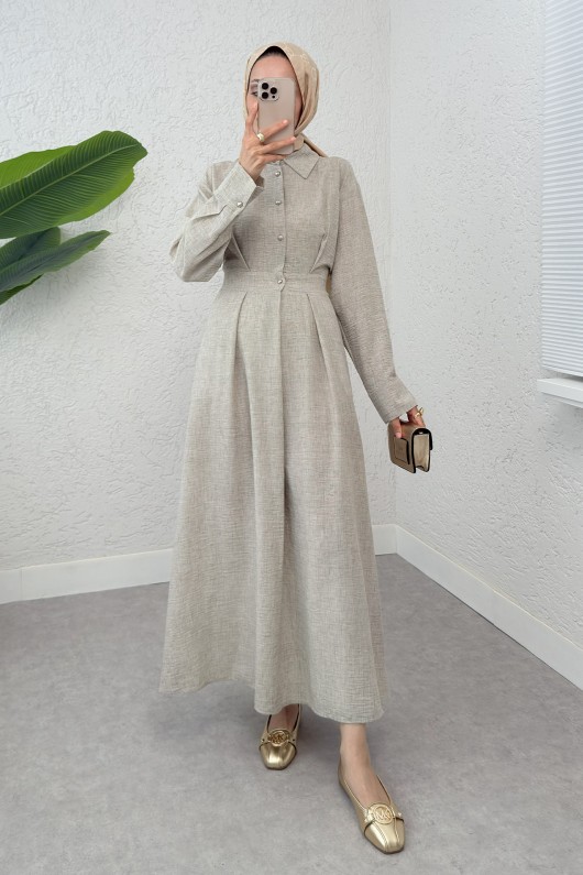 Pile Detaylı Elbise 2292 - KÜF YEŞİLİ Pile Detaylı Elbise 2292 - KÜF YEŞİLİ