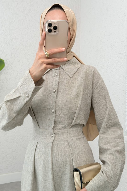 Pile Detaylı Elbise 2292 - KÜF YEŞİLİ Pile Detaylı Elbise 2292 - KÜF YEŞİLİ