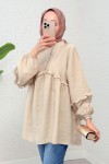 Fırfırlı Balon Kol Tunik 2295 - BEJ