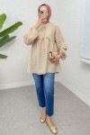 Fırfırlı Balon Kol Tunik 2295 - BEJ