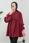 Fırfırlı Balon Kol Tunik 2295 - BORDO