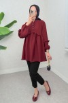 Fırfırlı Balon Kol Tunik 2295 - BORDO