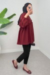 Fırfırlı Balon Kol Tunik 2295 - BORDO