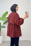 Fırfırlı Balon Kol Tunik 2295 - BORDO