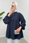 Fırfırlı Balon Kol Tunik 2295 - LACİVERT