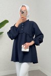 Fırfırlı Balon Kol Tunik 2295 - LACİVERT