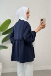 Fırfırlı Balon Kol Tunik 2295 - LACİVERT