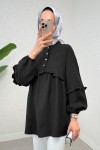 Fırfırlı Balon Kol Tunik 2295 - SİYAH