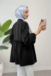 Fırfırlı Balon Kol Tunik 2295 - SİYAH