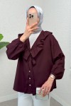 Degaje Yaka Fırfırlı Tunik 2296 - BORDO Degaje Yaka Fırfırlı Tunik 2296 - BORDO