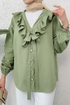 Degaje Yaka Fırfırlı Tunik 2296 - MİNT YEŞİLİ