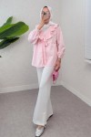 Degaje Yaka Fırfırlı Tunik 2296 - PEMBE