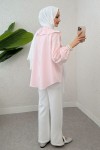 Degaje Yaka Fırfırlı Tunik 2296 - PEMBE