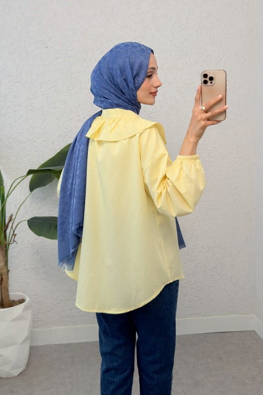 Degaje Yaka Fırfırlı Tunik 2296 - SARI