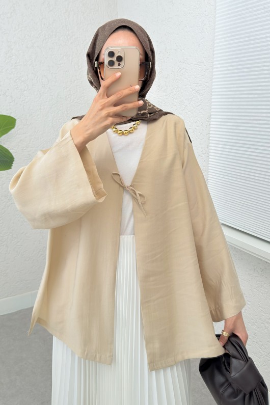 İp Bağcıklı Kimono 2297 - BEJ
