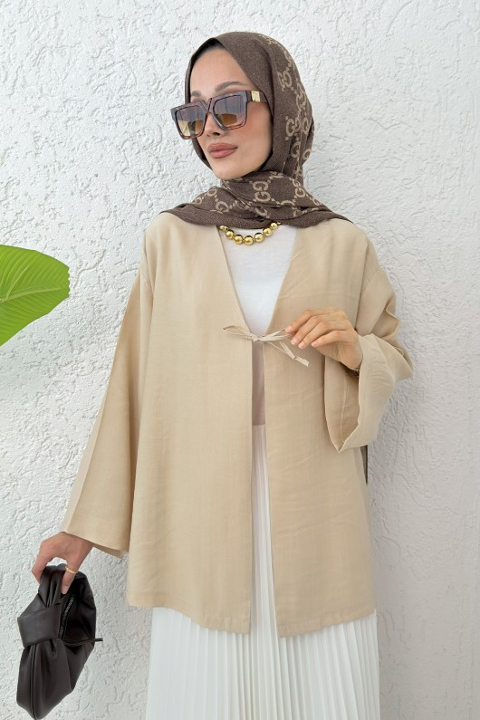 İp Bağcıklı Kimono 2297 - BEJ