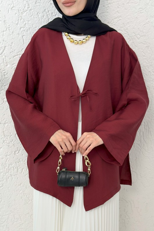 İp Bağcıklı Kimono 2297 - BORDO