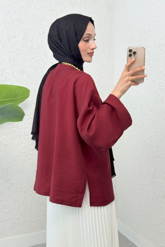 İp Bağcıklı Kimono 2297 - BORDO