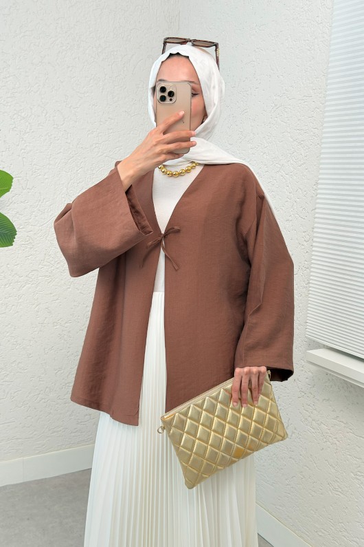 İp Bağcıklı Kimono 2297 - KAHVERENGİ