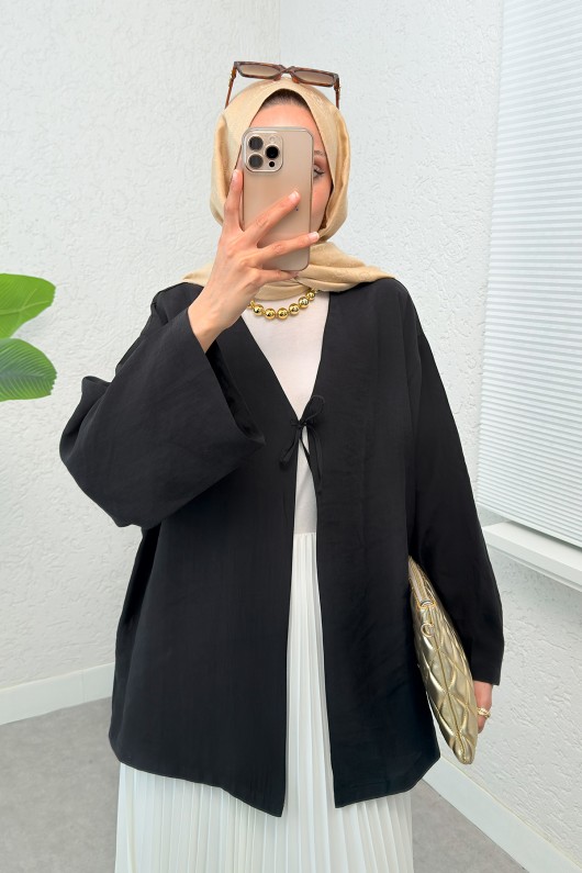İp Bağcıklı Kimono 2297 - SİYAH