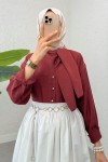 Fular Yakalı Tesettür Gömlek 2298 - BORDO