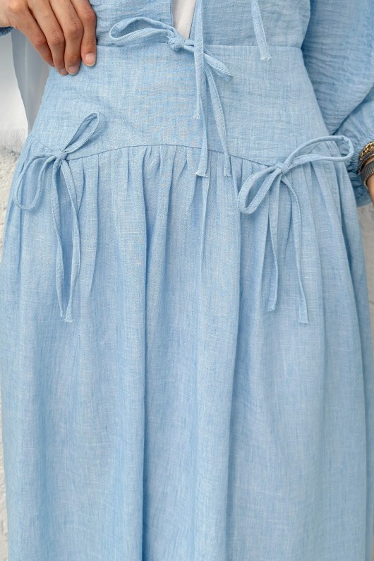 İp Bağcıklı Etekli Kombin 2299 - MAVİ