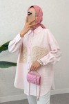 Dantel Cepli Gömlek 2300 - PEMBE