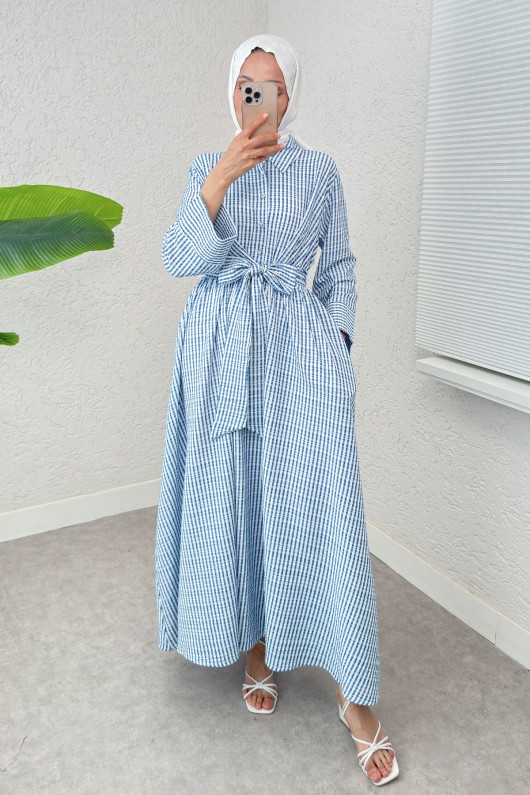 Önden Bağlamalı Tesettür Elbise 2302 - SAKS