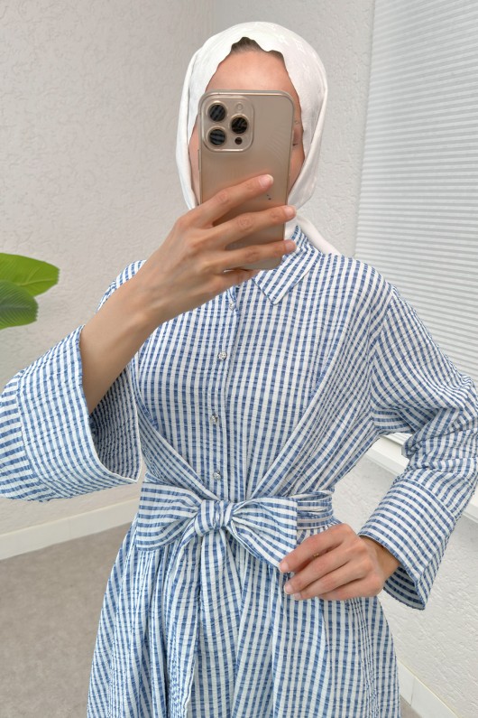 Önden Bağlamalı Tesettür Elbise 2302 - SAKS