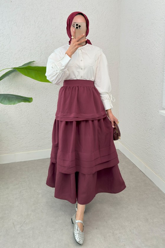 Kat Kat Kloş Etek 2306 - BORDO