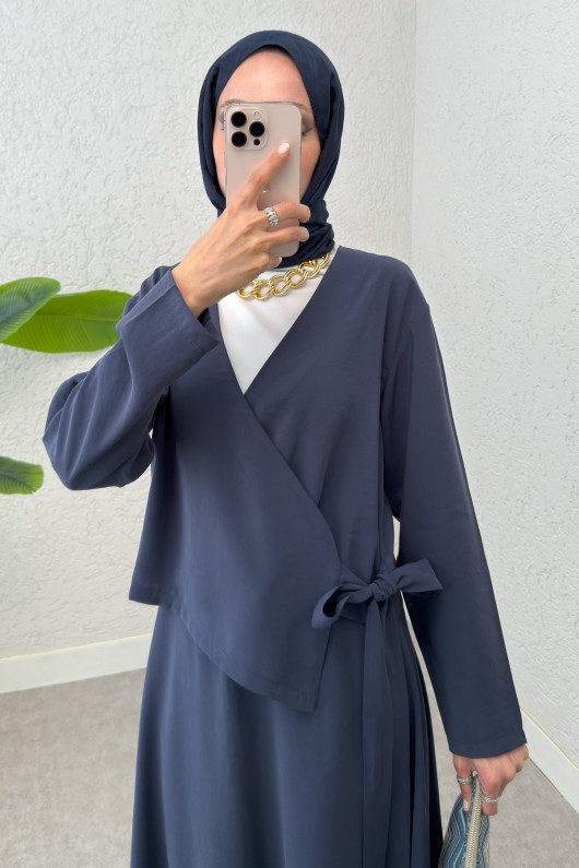 Yandan Bağlamalı Etekli Takım 2303 - LACİVERT