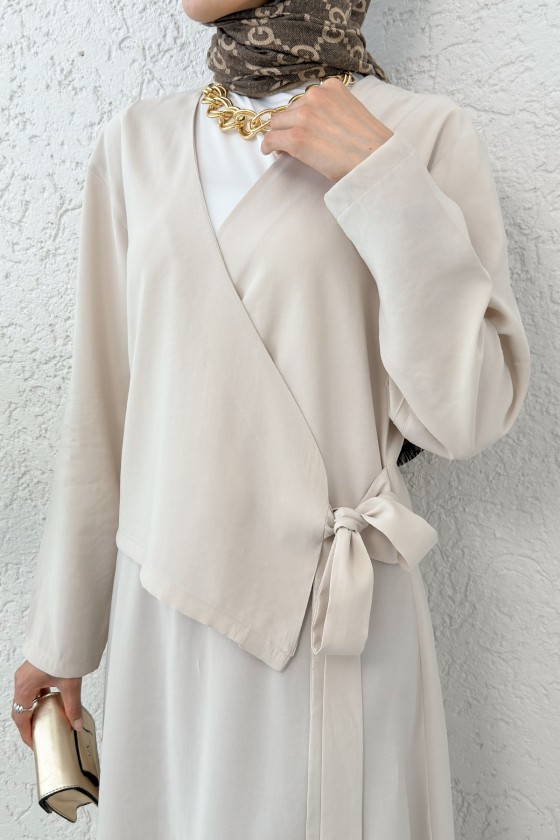 Yandan Bağlamalı Etekli Takım 2303 - TAŞ RENGİ