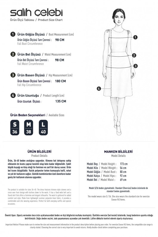 Kuşaklı Çapraz Yaka Elbise 2304 - İNDİGO Kuşaklı Çapraz Yaka Elbise 2304 - İNDİGO