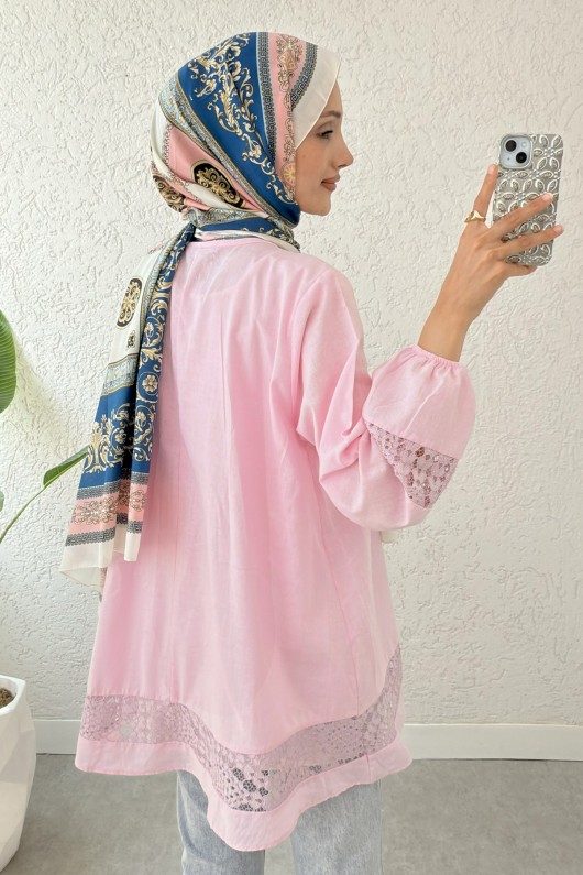 Dantel Detaylı Tunik 2305 - PUDRA