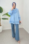 Dantel Detaylı Tunik 2305 - BEBE MAVİSİ