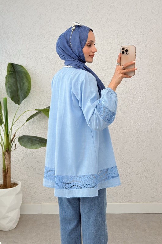 Dantel Detaylı Tunik 2305 - BEBE MAVİSİ