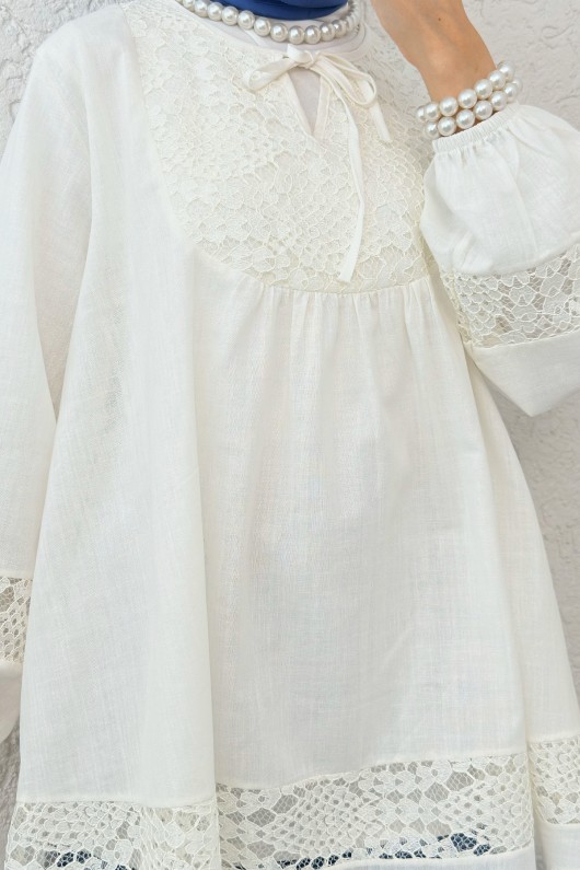 Dantel Detaylı Tunik 2305 - BEYAZ