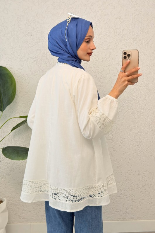 Dantel Detaylı Tunik 2305 - BEYAZ