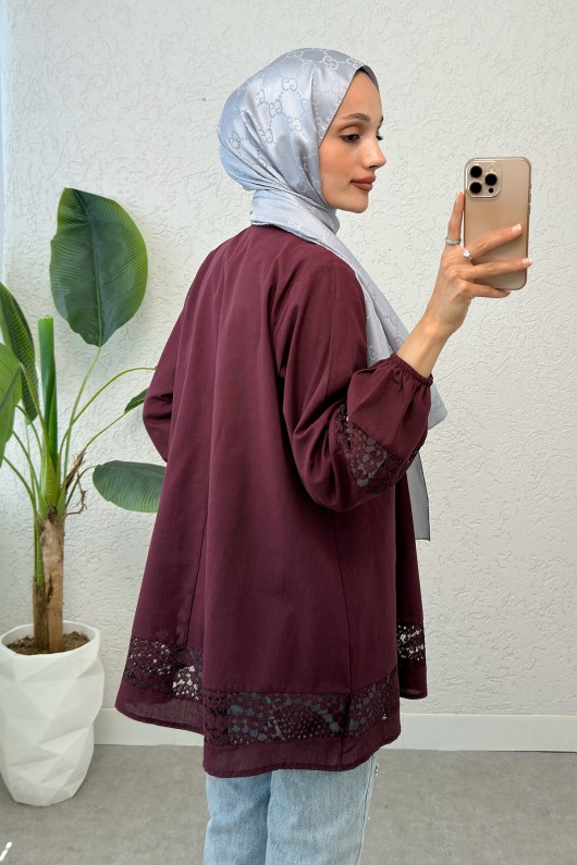 Dantel Detaylı Tunik 2305 - BORDO