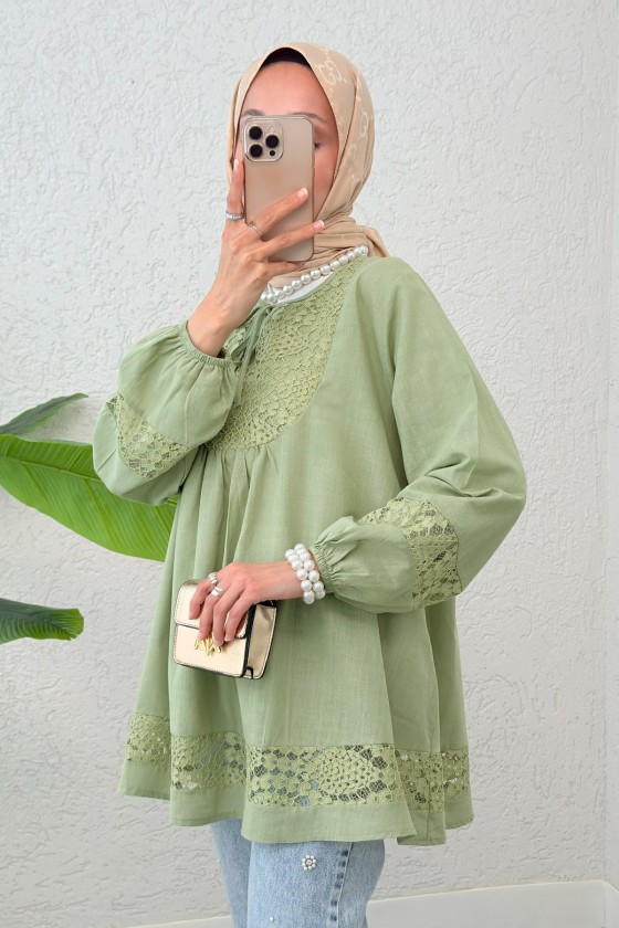 Dantel Detaylı Tunik 2305 - HAKİ