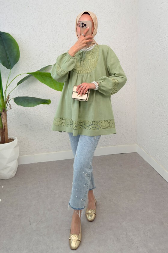 Dantel Detaylı Tunik 2305 - HAKİ