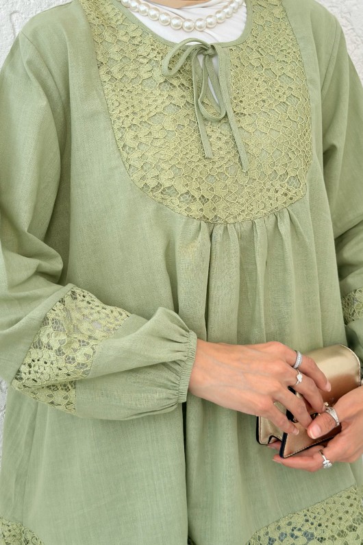 Dantel Detaylı Tunik 2305 - HAKİ