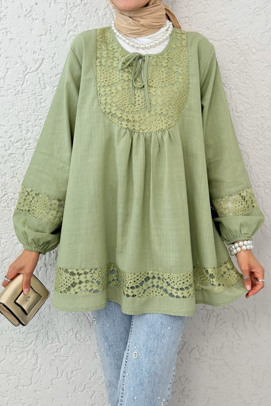 Dantel Detaylı Tunik 2305 - HAKİ
