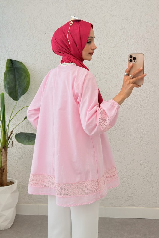 Dantel Detaylı Tunik 2305 - PEMBE Dantel Detaylı Tunik 2305 - PEMBE