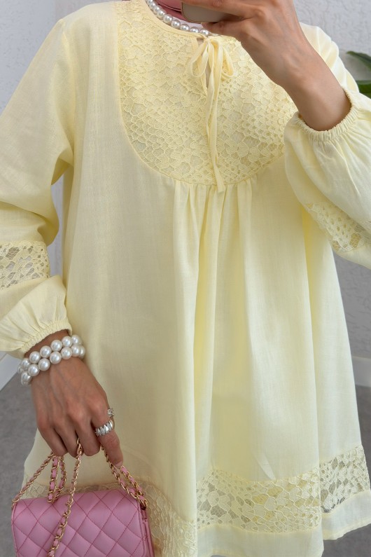 Dantel Detaylı Tunik 2305 - SARI Dantel Detaylı Tunik 2305 - SARI