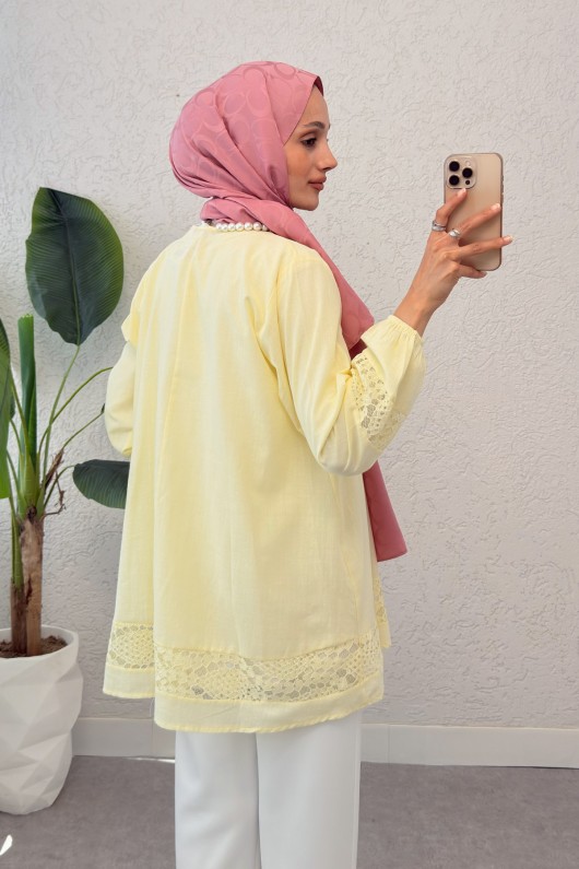 Dantel Detaylı Tunik 2305 - SARI Dantel Detaylı Tunik 2305 - SARI