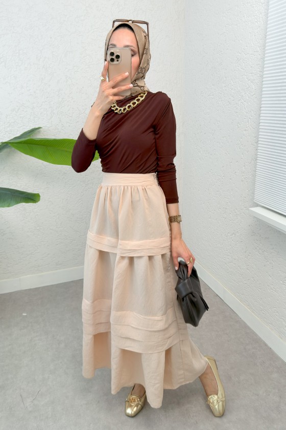 Kat Kat Kloş Etek 2306 - BEJ