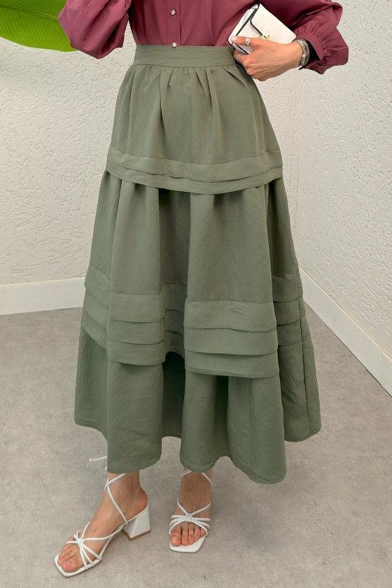 Kat Kat Kloş Etek 2306 - HAKİ